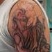 Tattoos - Black and Gray St. Christopher Sleeve In Progress - 58137